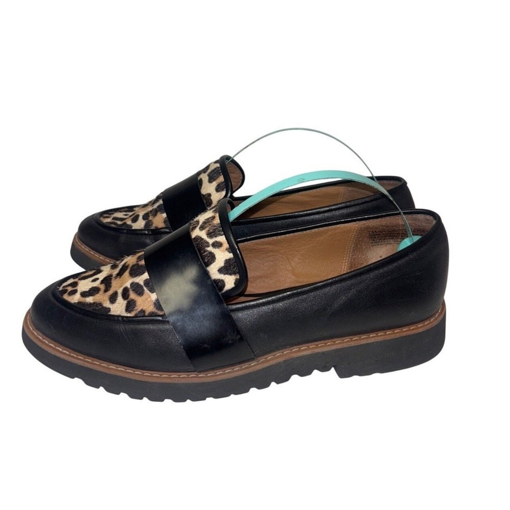 Halogen Women's Loafers Sz 7 Calf Hair Leopard Print Professional Y2K Indie Goth